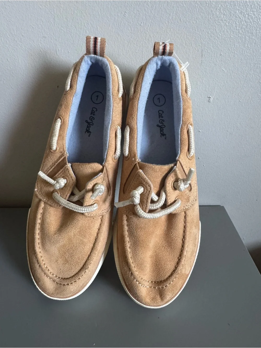 Cat & Jack Kids Tan Suede Moccasin Boat Shoes